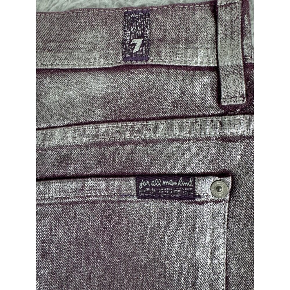 Metallic Purple Denim Shorts Womens Size 30 NWT 7 For All Mankind Cotton/Spandex - Picture 10 of 14